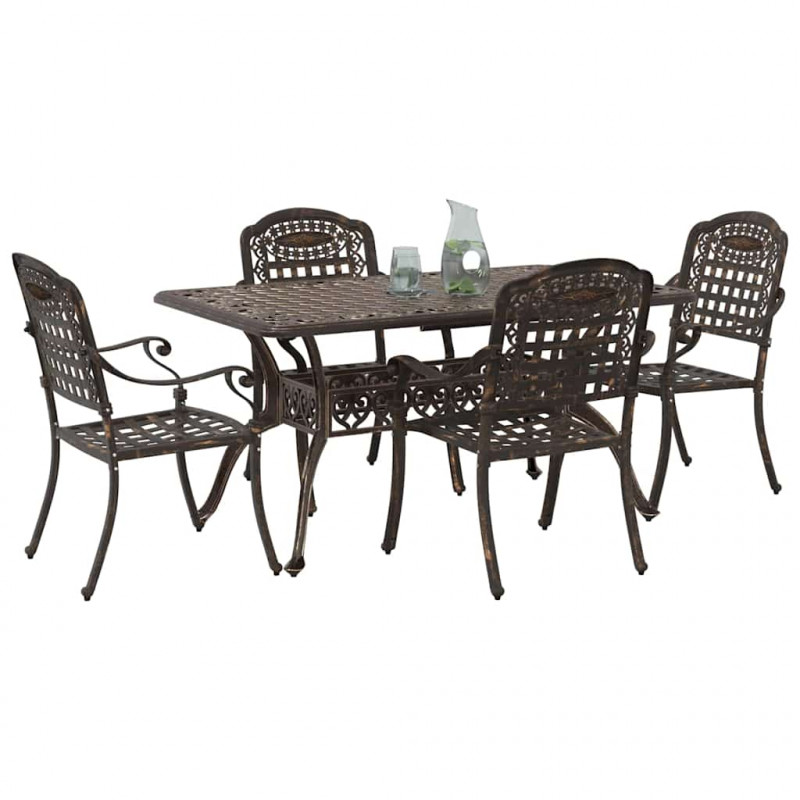 Zestaw do jadalni w ogrodzie 5 pcs kolor bronzu Aluminium
