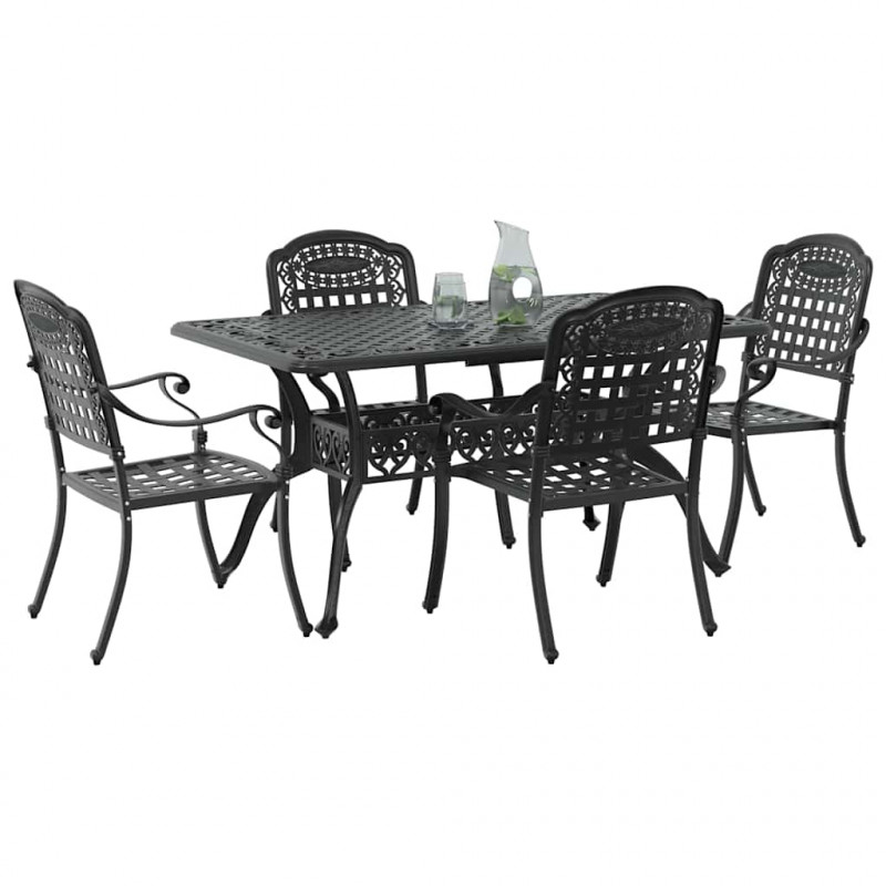 Zestaw do jadalni w ogrodzie 5 pcs Czarny Aluminium