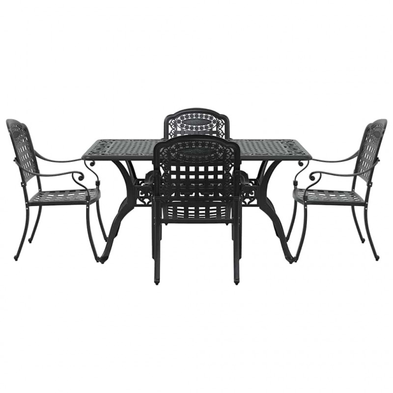 Zestaw do jadalni w ogrodzie 5 pcs Czarny Aluminium