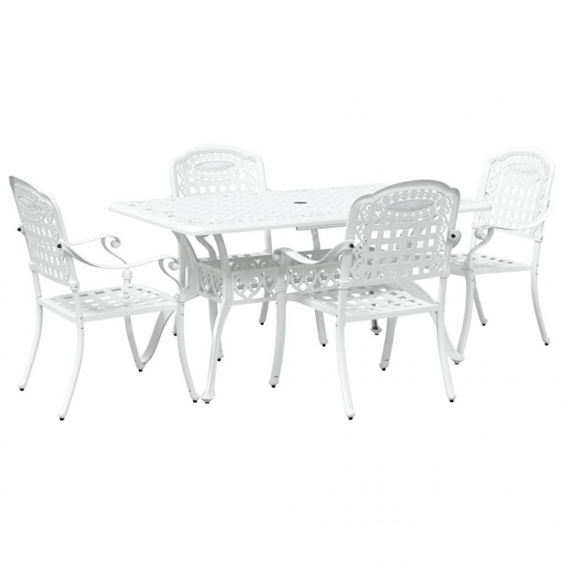 Zestaw do jadalni w ogrodzie 5 pcs Biały Aluminium