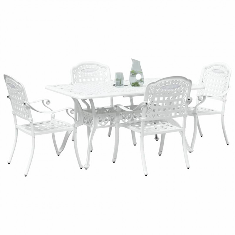 Zestaw do jadalni w ogrodzie 5 pcs Biały Aluminium