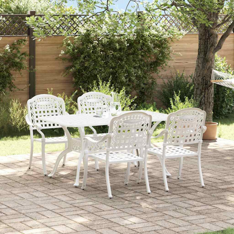Zestaw do jadalni w ogrodzie 5 pcs Biały Aluminium