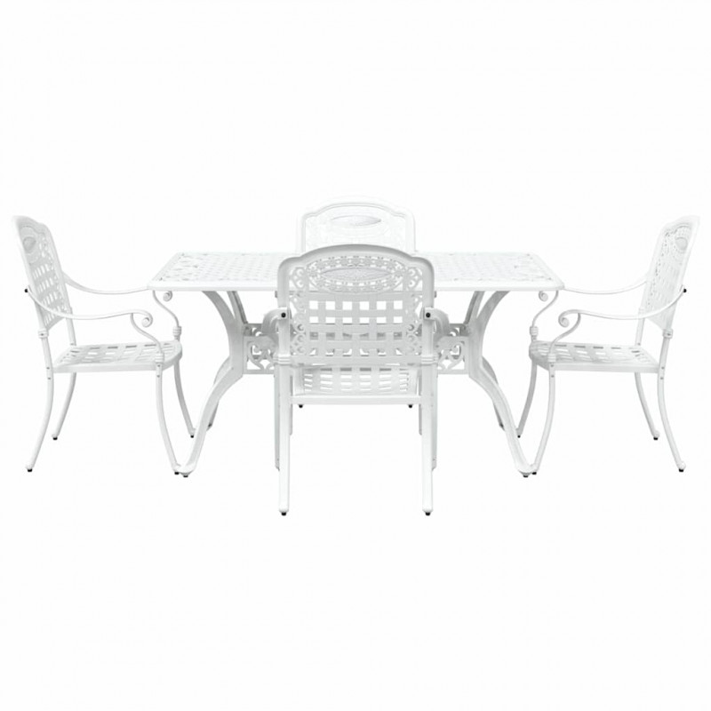 Zestaw do jadalni w ogrodzie 5 pcs Biały Aluminium