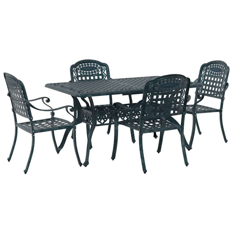 Zestaw do jadalni w ogrodzie 5 pcs Zielony Aluminium