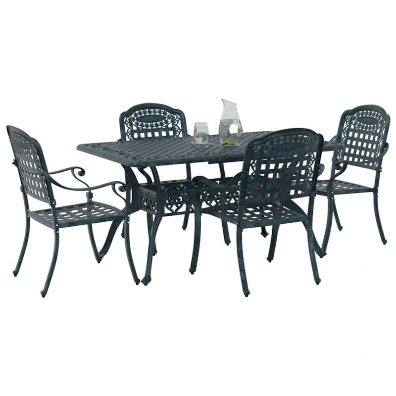 Zestaw do jadalni w ogrodzie 5 pcs Zielony Aluminium