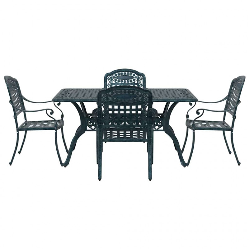 Zestaw do jadalni w ogrodzie 5 pcs Zielony Aluminium