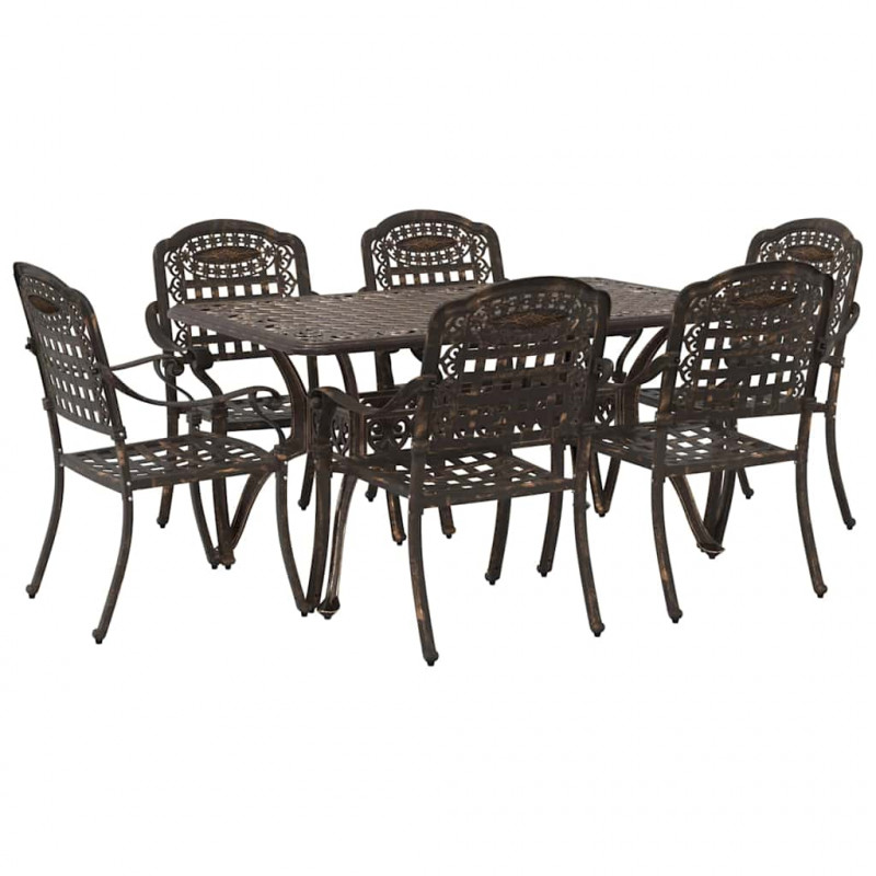 Zestaw do jadalni w ogrodzie 7 pcs kolor bronzu Aluminium