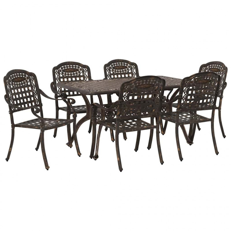 Zestaw do jadalni w ogrodzie 7 pcs kolor bronzu Aluminium