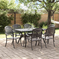 Zestaw do jadalni w ogrodzie 7 pcs Czarny Aluminium