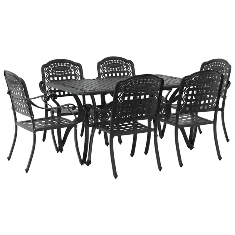 Zestaw do jadalni w ogrodzie 7 pcs Czarny Aluminium