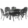 Zestaw do jadalni w ogrodzie 7 pcs Czarny Aluminium