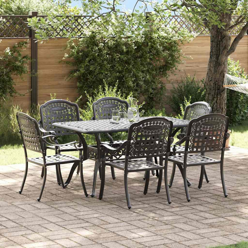 Zestaw do jadalni w ogrodzie 7 pcs Czarny Aluminium