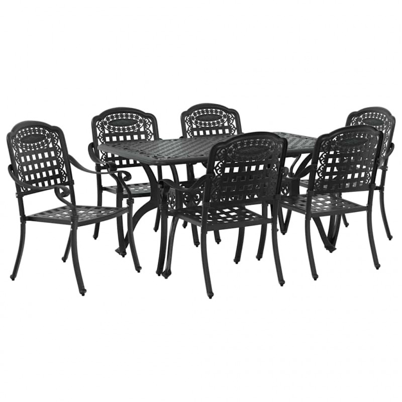 Zestaw do jadalni w ogrodzie 7 pcs Czarny Aluminium