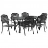 Zestaw do jadalni w ogrodzie 7 pcs Czarny Aluminium