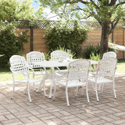 Zestaw do jadalni w ogrodzie 7 pcs Biały Aluminium