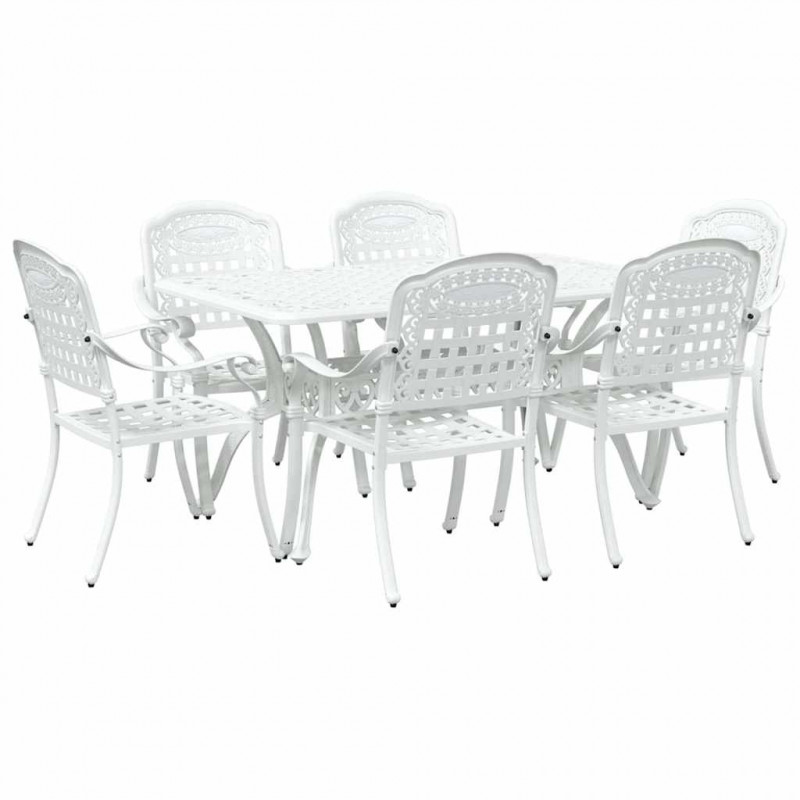Zestaw do jadalni w ogrodzie 7 pcs Biały Aluminium