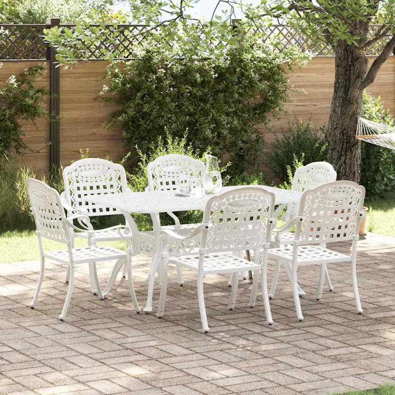 Zestaw do jadalni w ogrodzie 7 pcs Biały Aluminium