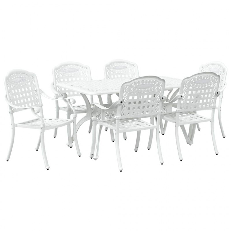 Zestaw do jadalni w ogrodzie 7 pcs Biały Aluminium