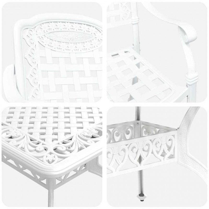 Zestaw do jadalni w ogrodzie 7 pcs Biały Aluminium