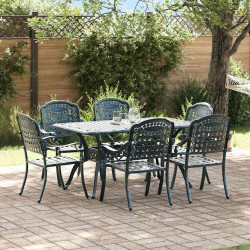 Zestaw do jadalni w ogrodzie 7 pcs Zielony Aluminium