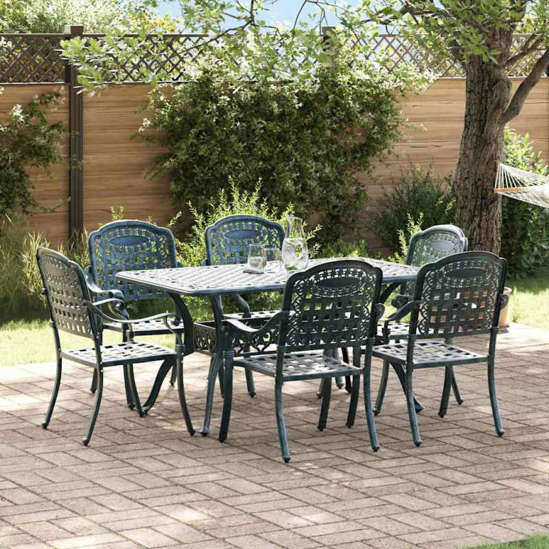 Zestaw do jadalni w ogrodzie 7 pcs Zielony Aluminium