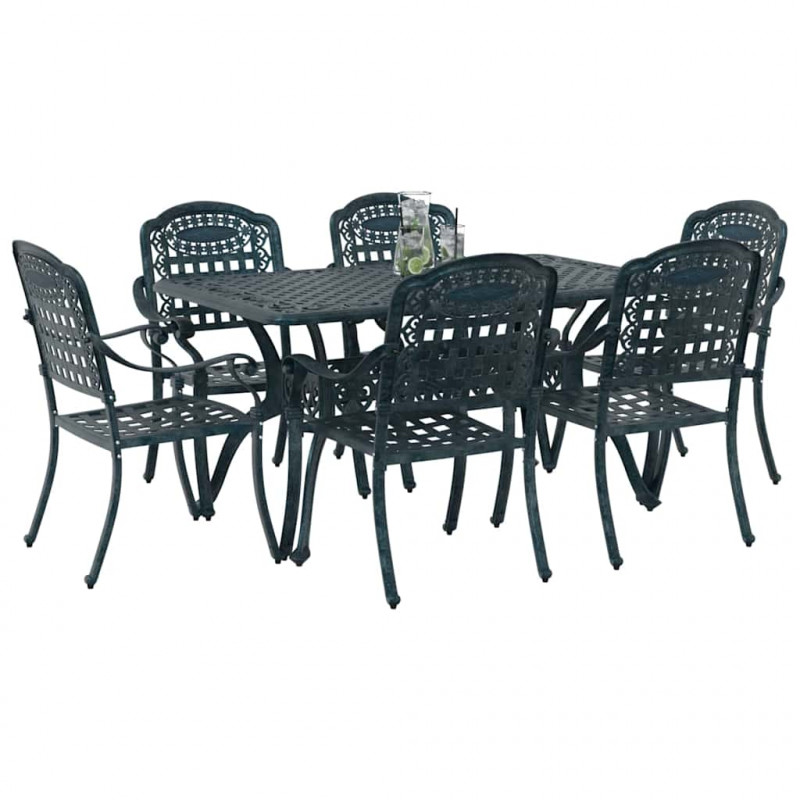 Zestaw do jadalni w ogrodzie 7 pcs Zielony Aluminium