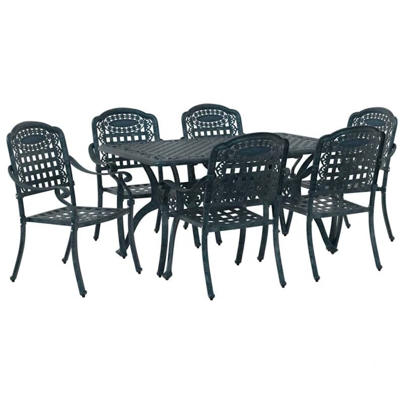 Zestaw do jadalni w ogrodzie 7 pcs Zielony Aluminium