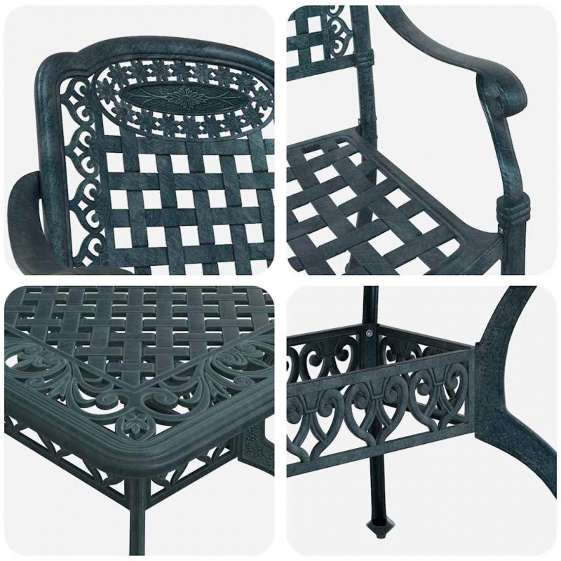 Zestaw do jadalni w ogrodzie 7 pcs Zielony Aluminium