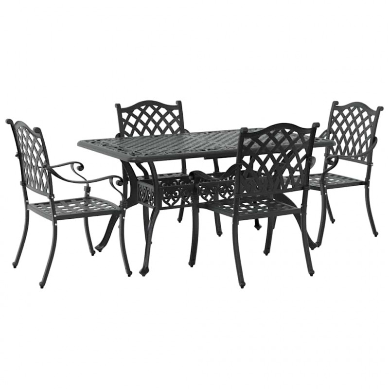 Zestaw do jadalni w ogrodzie 5 pcs Czarny Aluminium