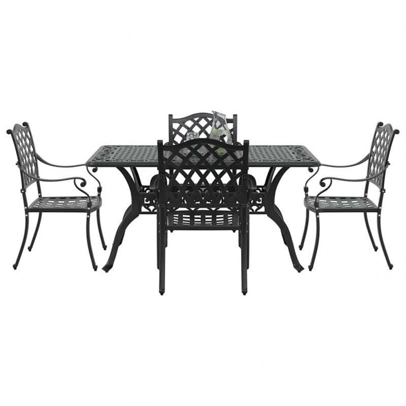 Zestaw do jadalni w ogrodzie 5 pcs Czarny Aluminium