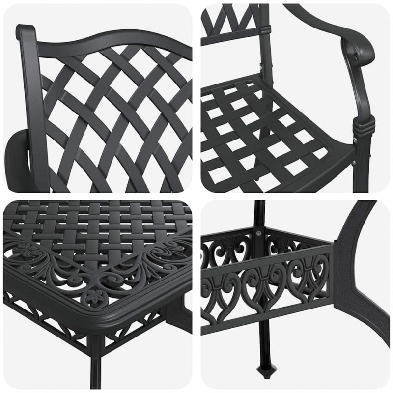 Zestaw do jadalni w ogrodzie 5 pcs Czarny Aluminium