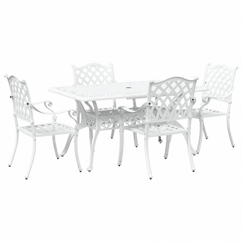 Zestaw do jadalni w ogrodzie 5 pcs Biały Aluminium