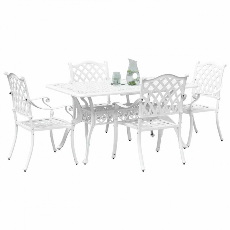 Zestaw do jadalni w ogrodzie 5 pcs Biały Aluminium