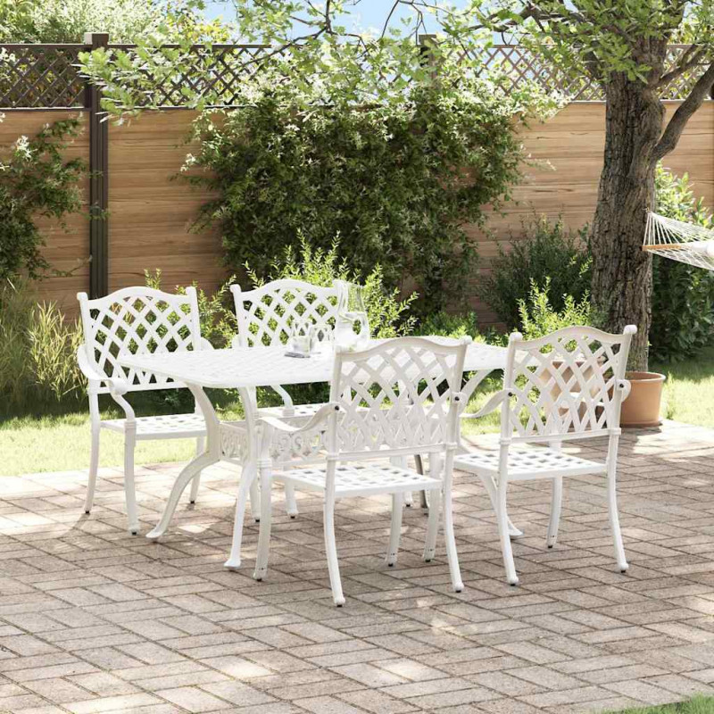 Zestaw do jadalni w ogrodzie 5 pcs Biały Aluminium