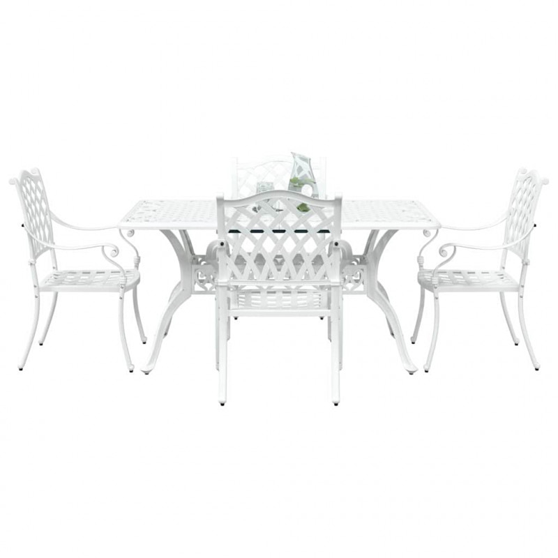Zestaw do jadalni w ogrodzie 5 pcs Biały Aluminium
