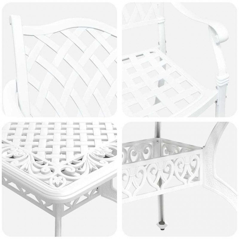 Zestaw do jadalni w ogrodzie 5 pcs Biały Aluminium