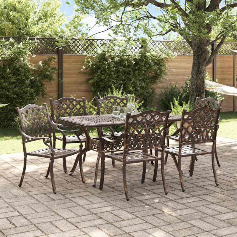 Zestaw do jadalni w ogrodzie 7 pcs kolor bronzu Aluminium
