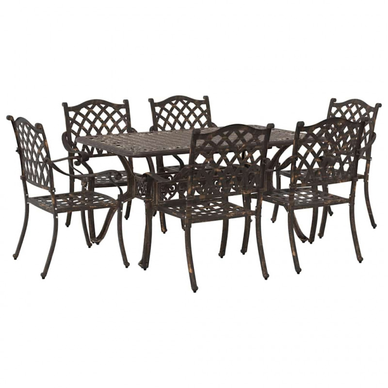 Zestaw do jadalni w ogrodzie 7 pcs kolor bronzu Aluminium
