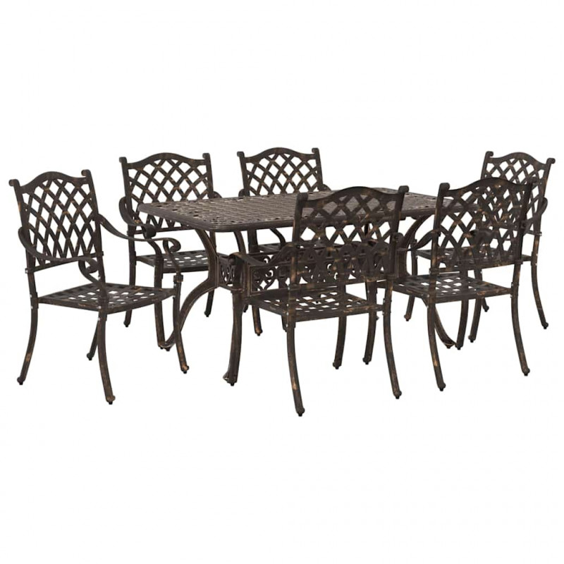 Zestaw do jadalni w ogrodzie 7 pcs kolor bronzu Aluminium