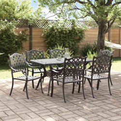 Zestaw do jadalni w ogrodzie 7 pcs Czarny Aluminium