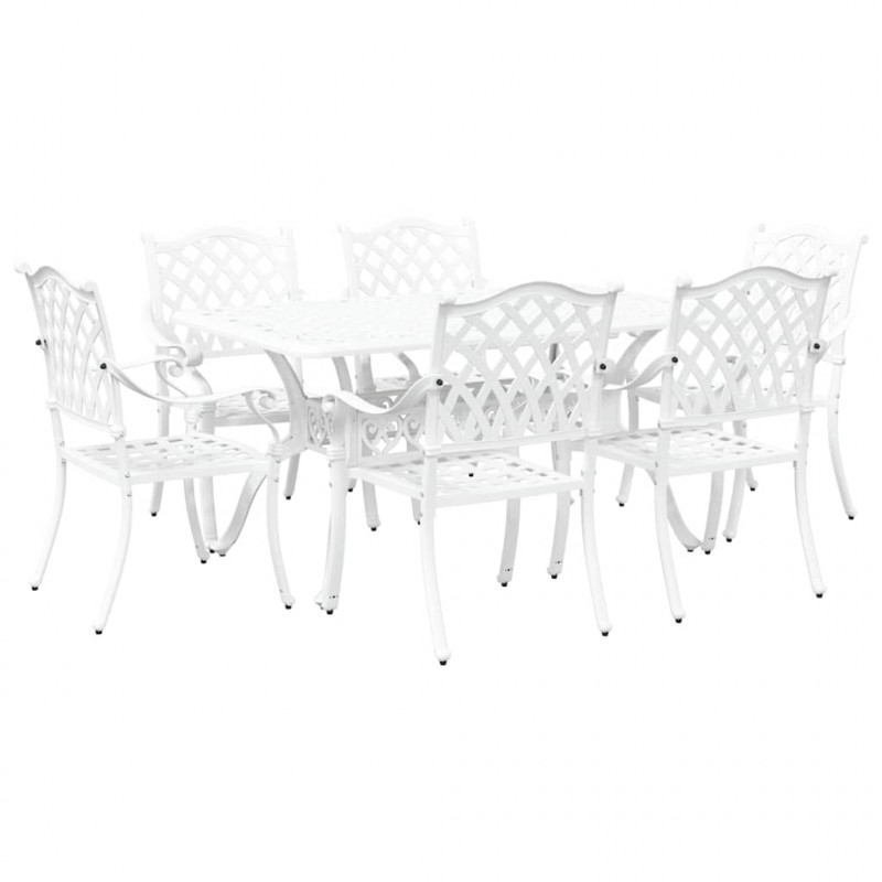 Zestaw do jadalni w ogrodzie 7 pcs Biały Aluminium