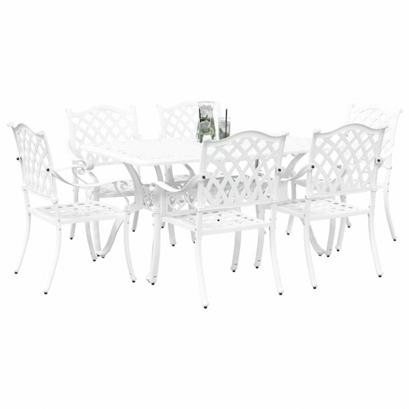 Zestaw do jadalni w ogrodzie 7 pcs Biały Aluminium