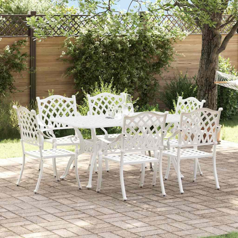 Zestaw do jadalni w ogrodzie 7 pcs Biały Aluminium