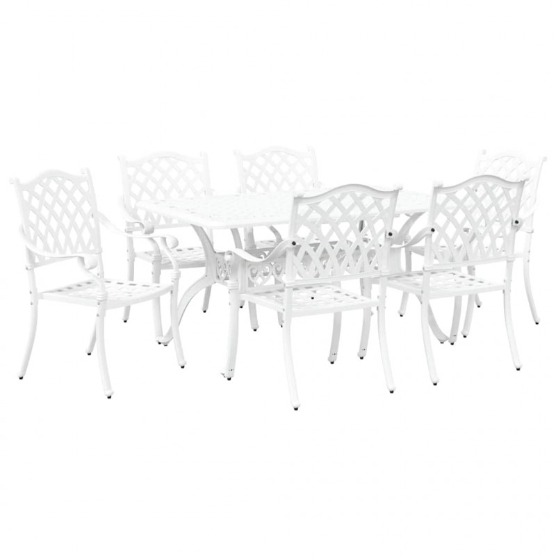 Zestaw do jadalni w ogrodzie 7 pcs Biały Aluminium
