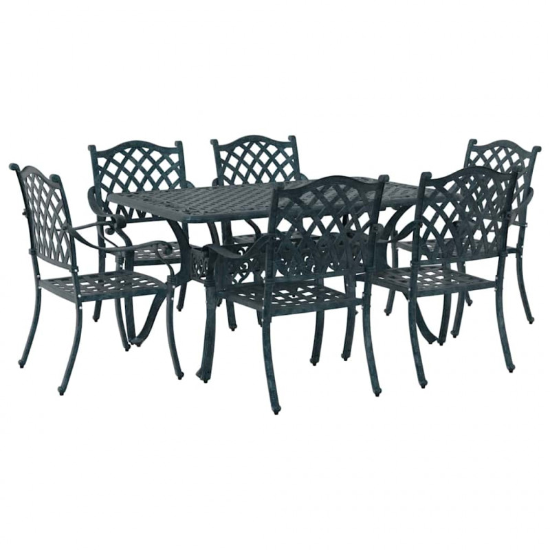 Zestaw do jadalni w ogrodzie 7 pcs Zielony Aluminium
