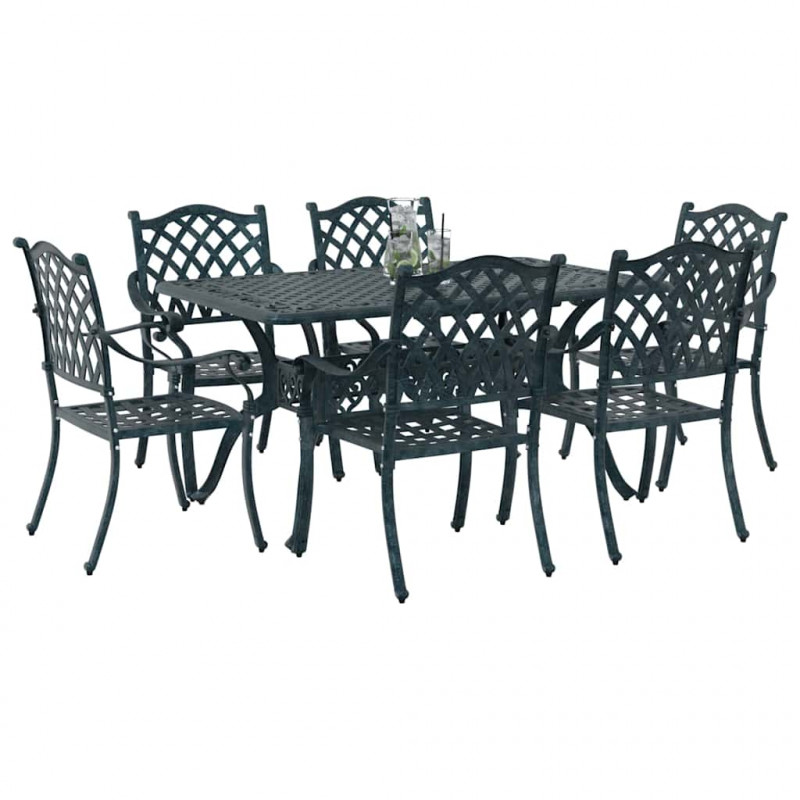 Zestaw do jadalni w ogrodzie 7 pcs Zielony Aluminium