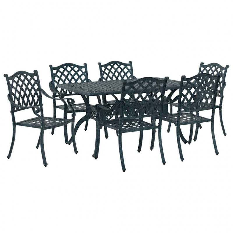 Zestaw do jadalni w ogrodzie 7 pcs Zielony Aluminium
