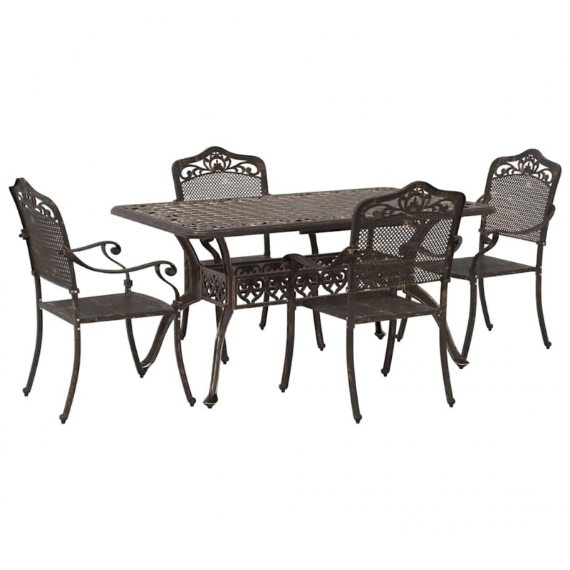 Zestaw do jadalni w ogrodzie 5 pcs kolor bronzu Aluminium