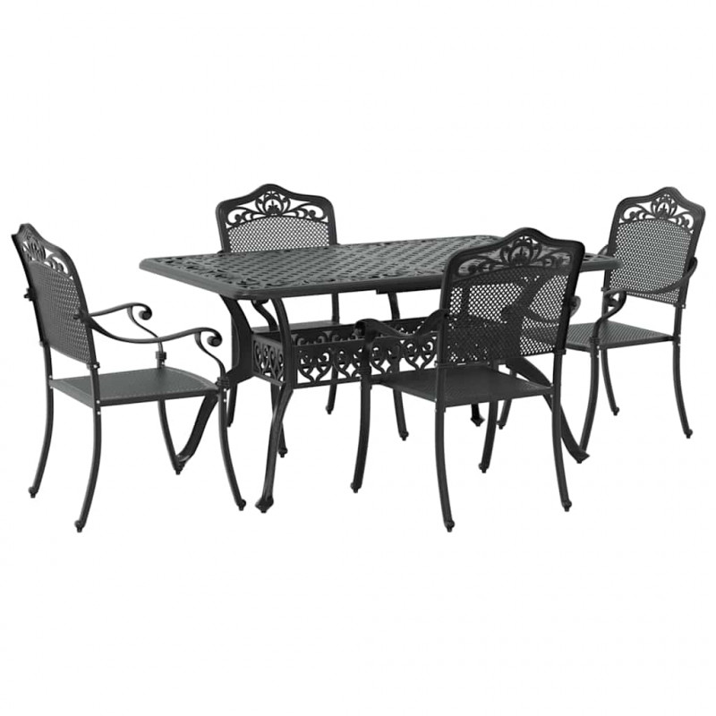 Zestaw do jadalni w ogrodzie 5 pcs Czarny Aluminium