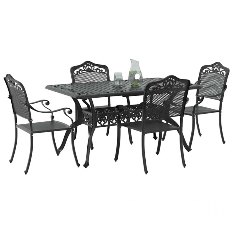 Zestaw do jadalni w ogrodzie 5 pcs Czarny Aluminium
